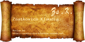Zsatkovics Klaudia névjegykártya